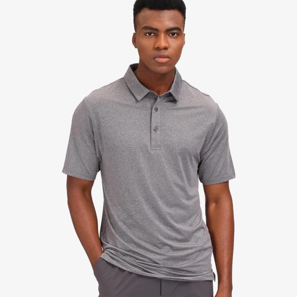 Men's Golf Polo Shirt Quick Dry Sun Protection Polo Shirts, Heather Grey / 2XL