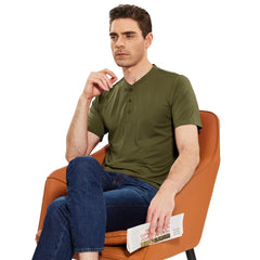 Men Henley T-Shirt Quick Dry Collarless Casual Tee Shirts Men Shirts MIER