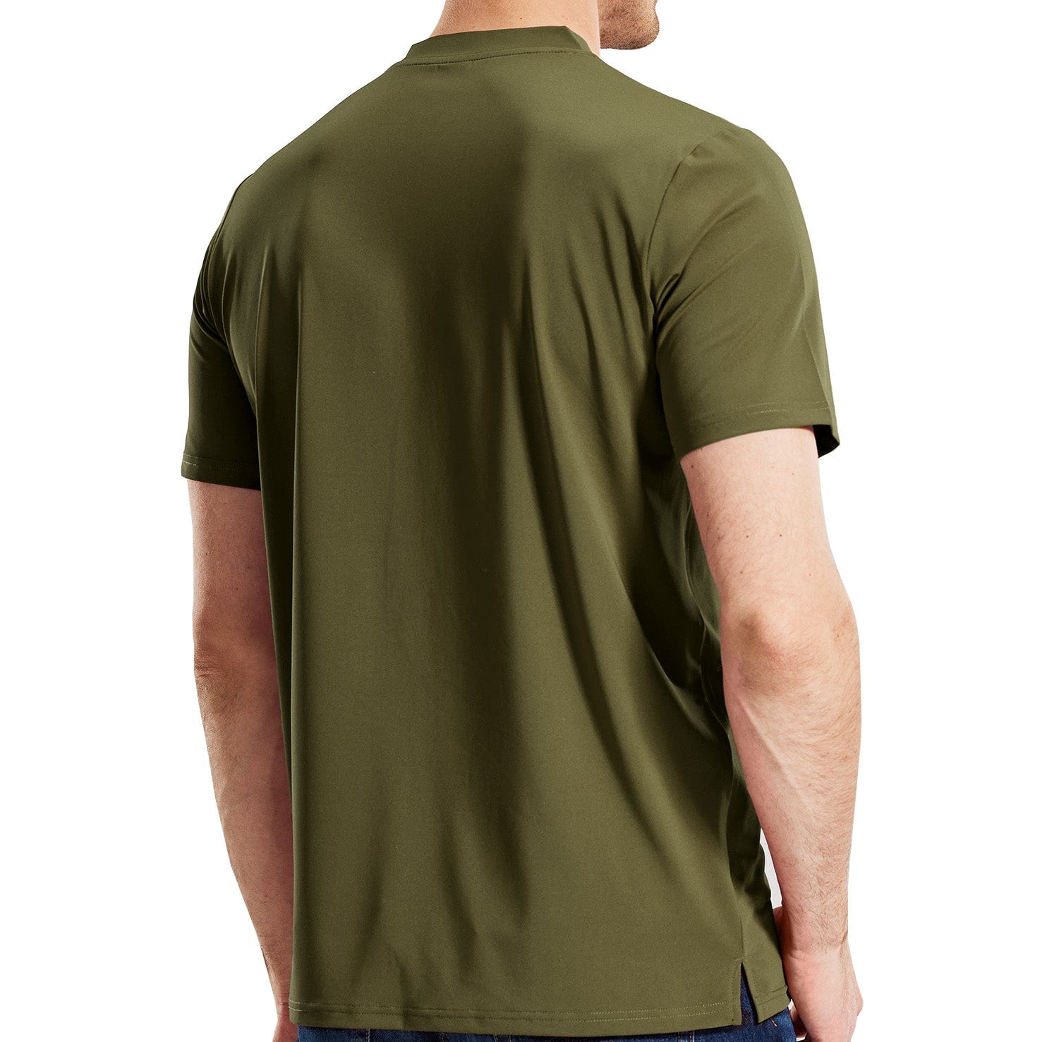 Men Henley T-Shirt Quick Dry Collarless Casual Tee Shirts Men Shirts MIER