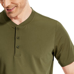Men Henley T-Shirt Quick Dry Collarless Casual Tee Shirts Men Shirts MIER