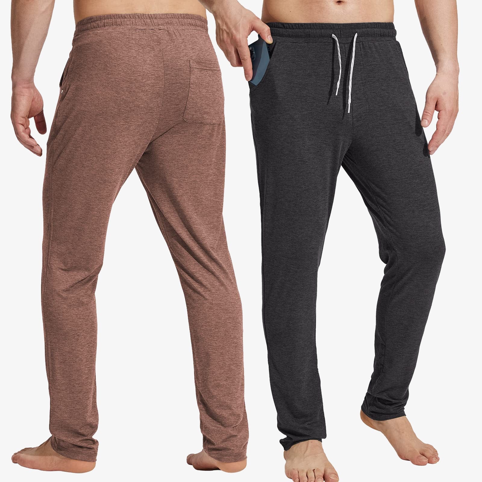 Men Lightweight Soft Athletic Track Pants with Pockets Open Bottom Men Train Pants Black Brown / S MIER