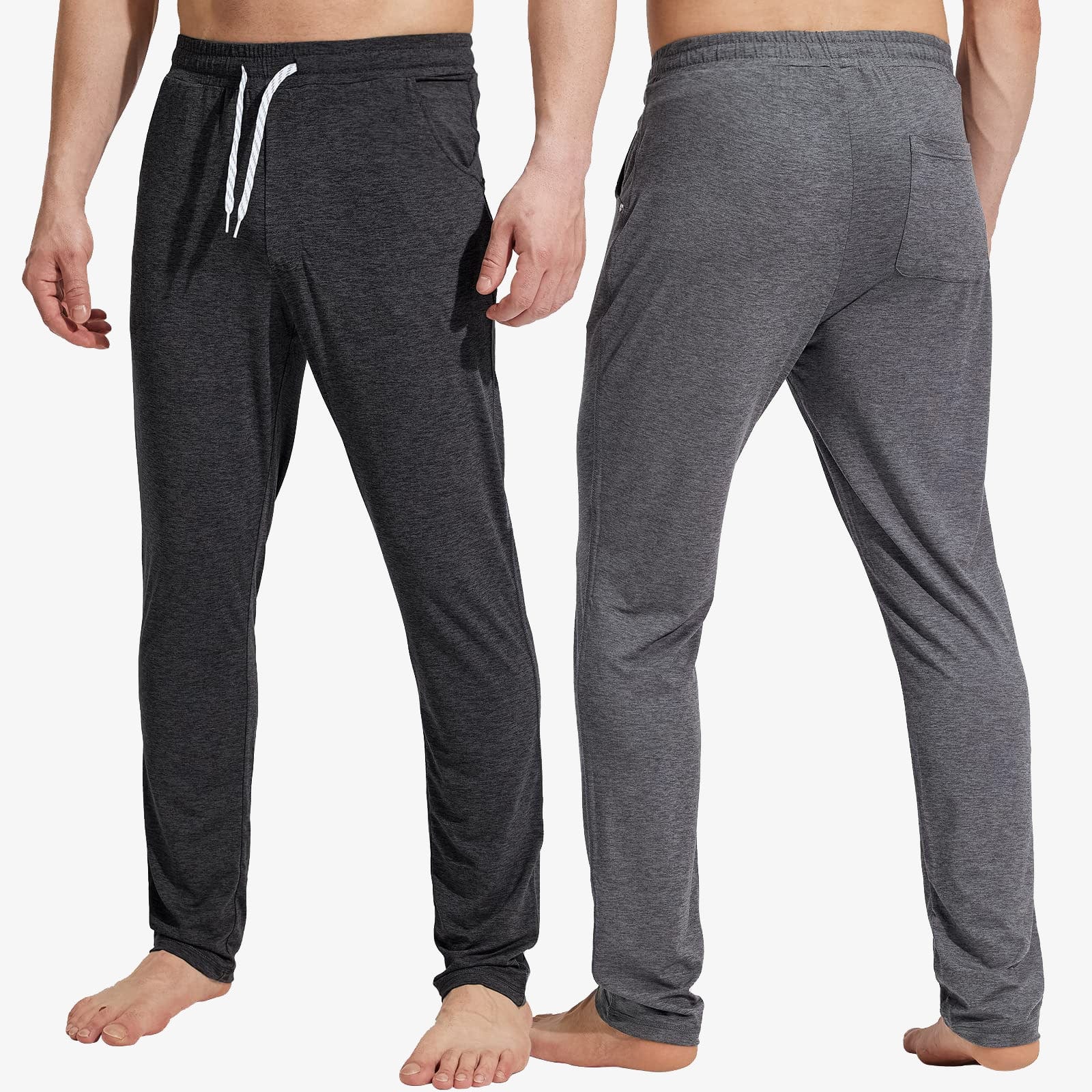Men Lightweight Soft Athletic Track Pants with Pockets Open Bottom Men Train Pants Black Charcoal / S MIER