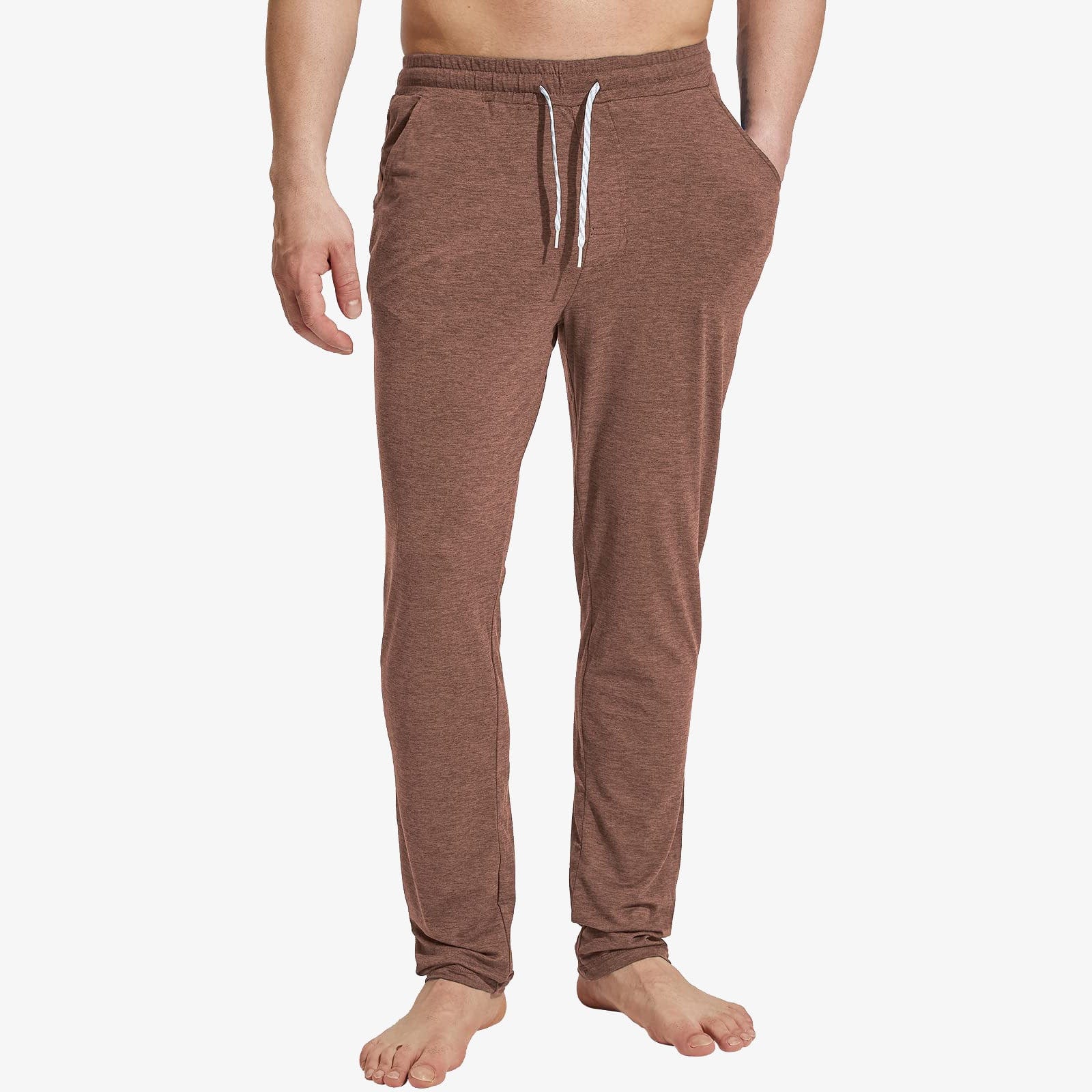 Men Lightweight Soft Athletic Track Pants with Pockets Open Bottom Men Train Pants Brown / S MIER