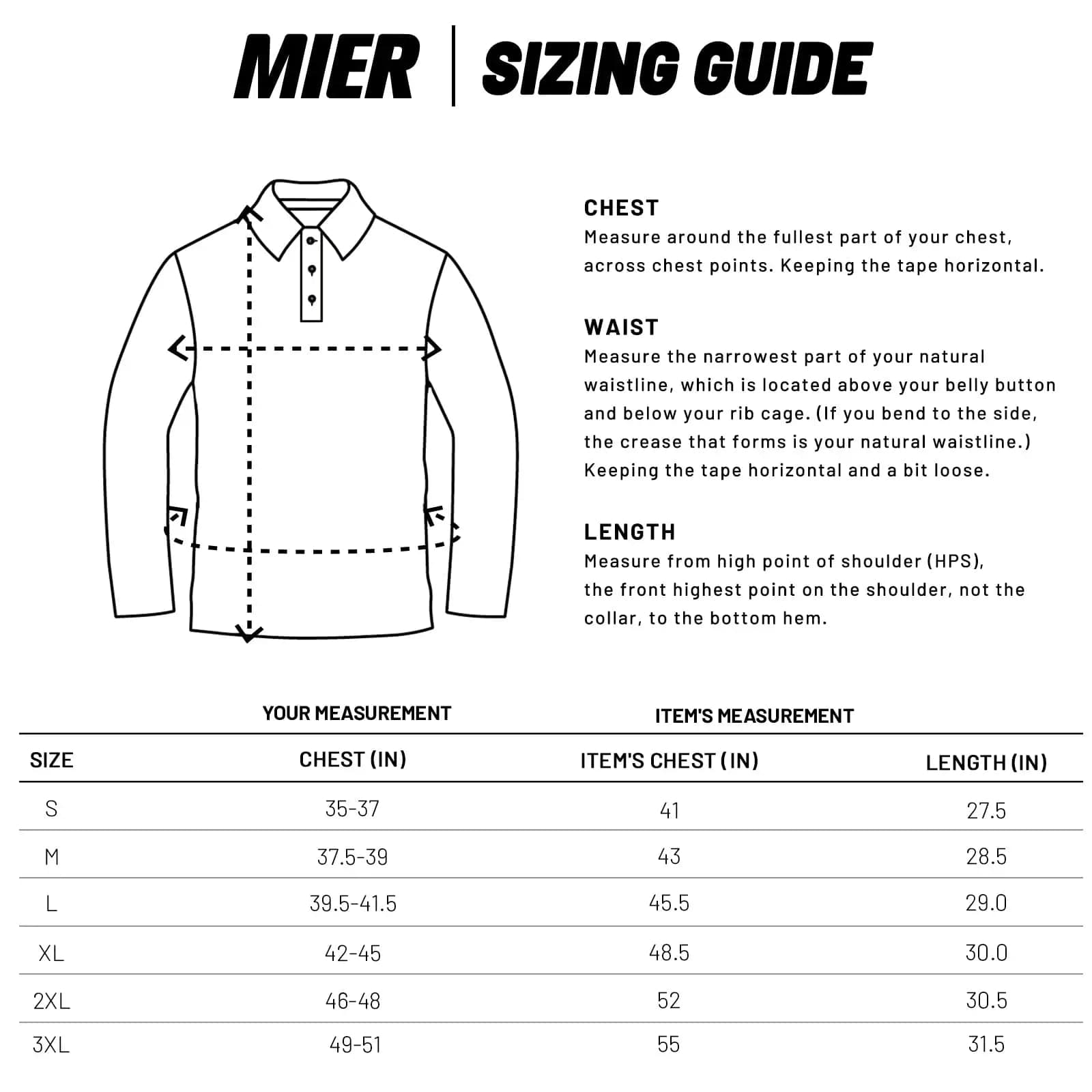 Men Long Sleeve Polo Shirts Regular-fit Cotton Golf Collared Shirt Men Polo MIER