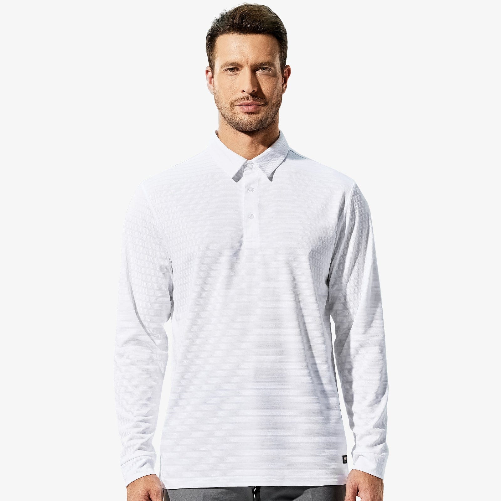 Men Long Sleeve Polo Shirts Striped Quick Dry Golf Shirts Men Polo MIER