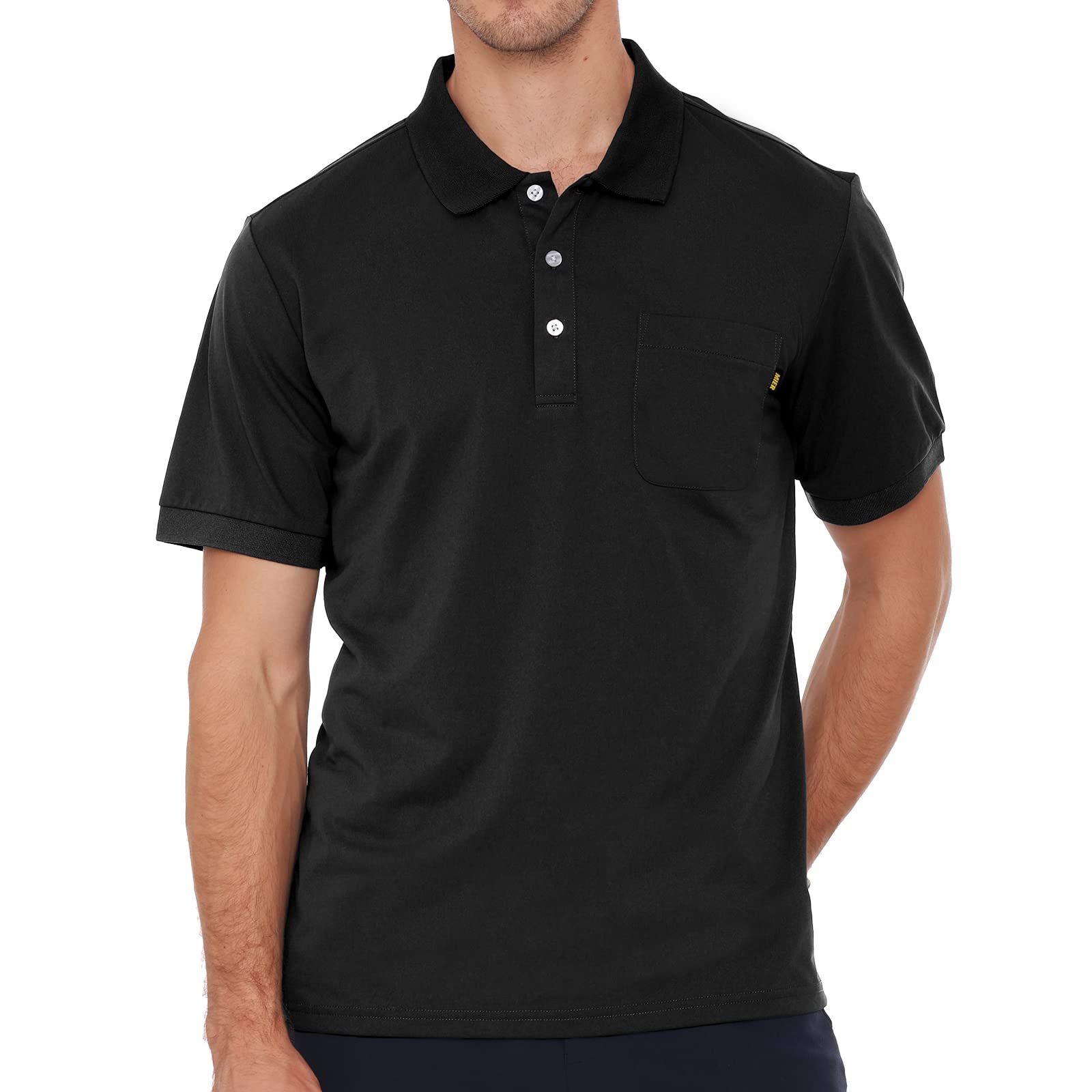 Men Polo Shirts with Pocket Dry Fit Collared Golf T-shirts Men Polo Black / S MIER
