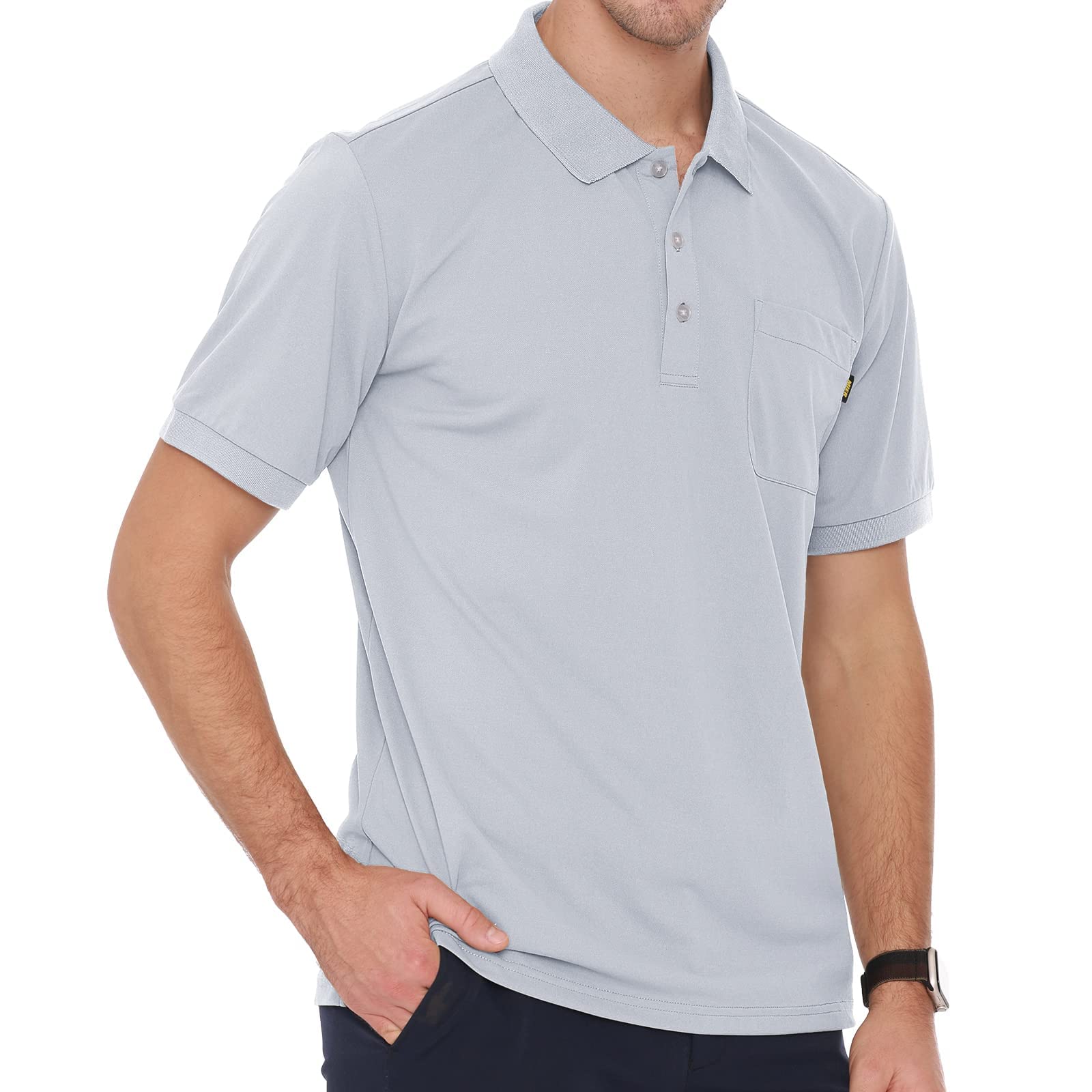 Men Polo Shirts with Pocket Dry Fit Collared Golf T-shirts Men Polo Light Grey / S MIER