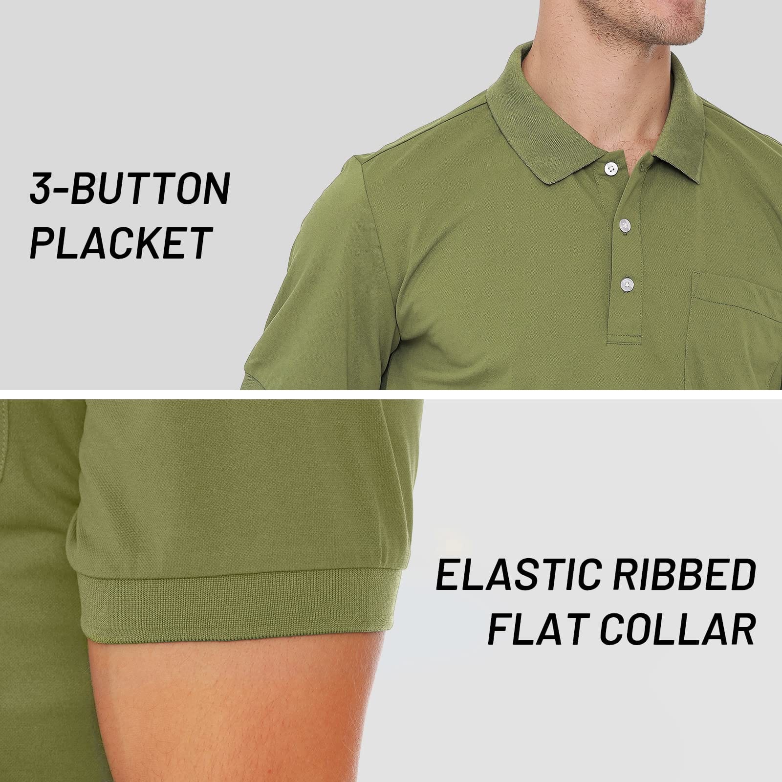 Men Polo Shirts with Pocket Dry Fit Collared Golf T-shirts Men Polo MIER