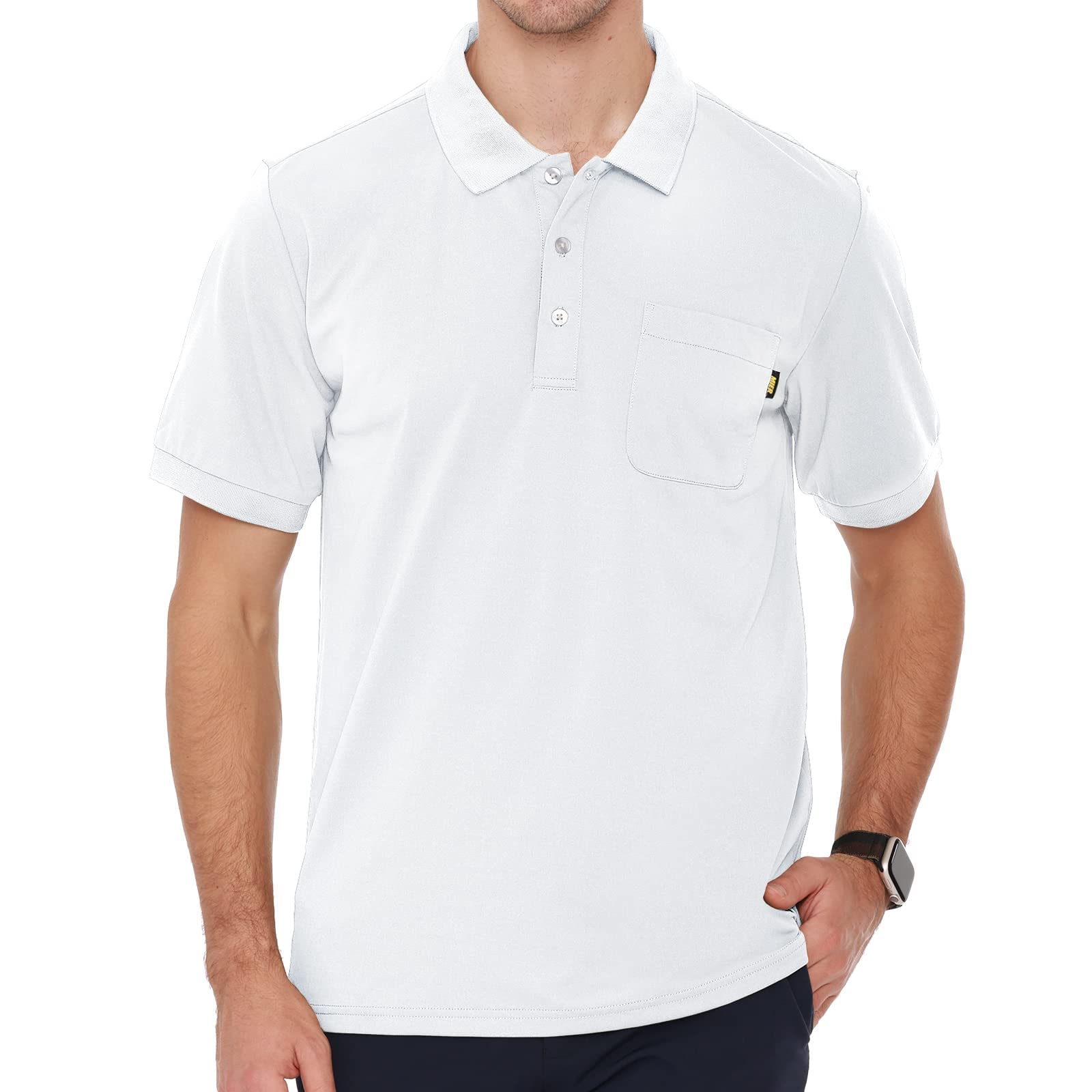 Men Polo Shirts with Pocket Dry Fit Collared Golf T-shirts Men Polo White / S MIER