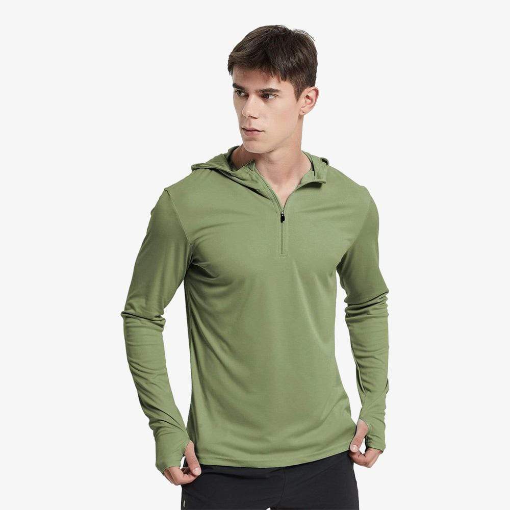 Men Quick Dry Hoodie Long Sleeve T-Shirt Men's Tops Army Green / S MIER
