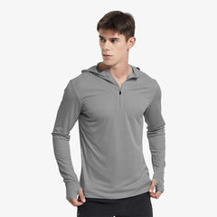 Men Quick Dry Hoodie Long Sleeve T-Shirt Men's Tops Dark Gray / S MIER