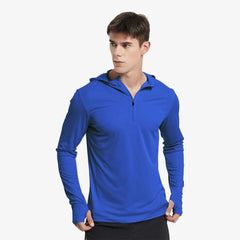 Men Quick Dry Hoodie Long Sleeve T-Shirt Men's Tops Navy / S MIER