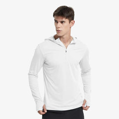Men Quick Dry Hoodie Long Sleeve T-Shirt Men's Tops White / S MIER
