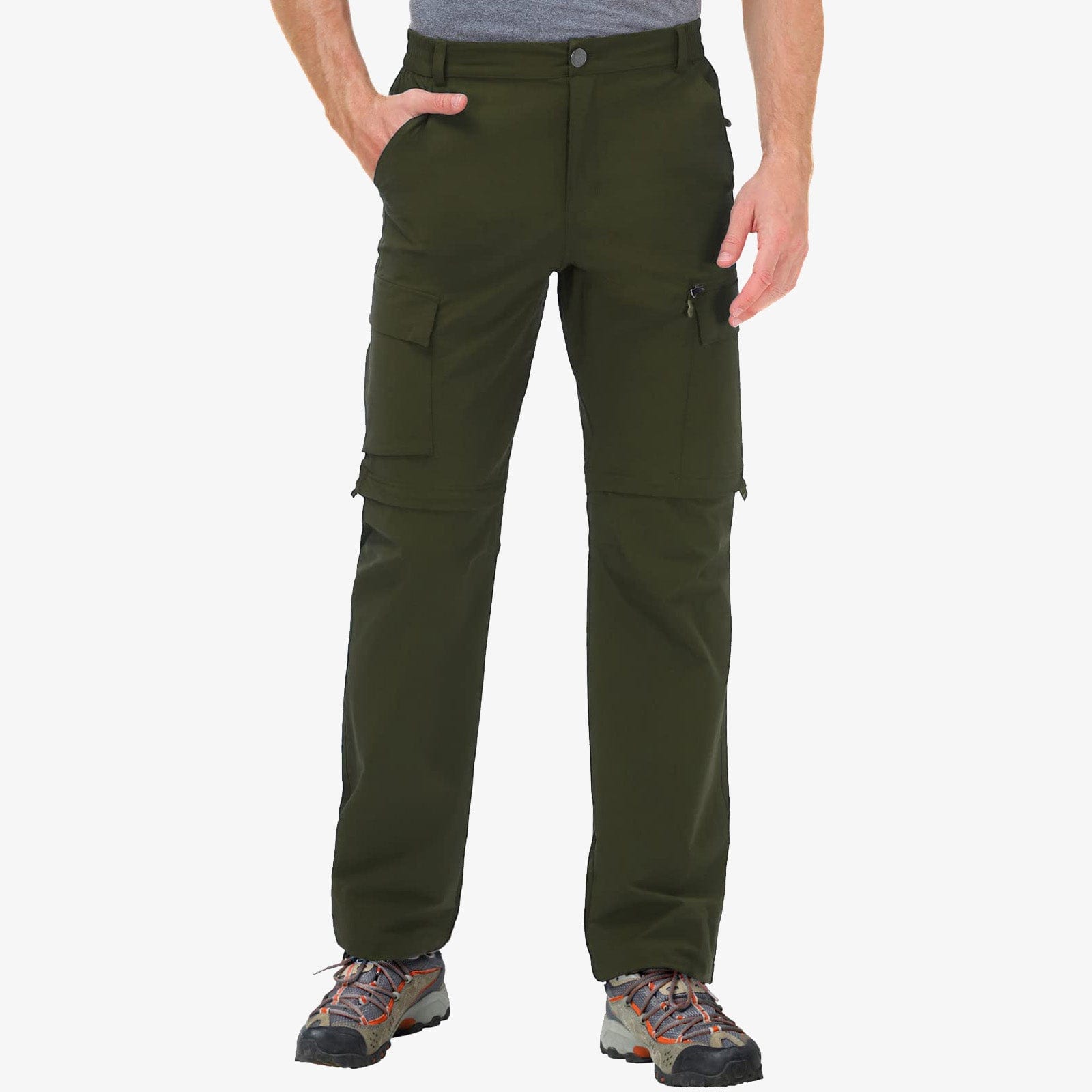 Men Quick-Dry Lightweight Convertible Hiking Pants Men Hiking Pants Army Green / 30 MIER