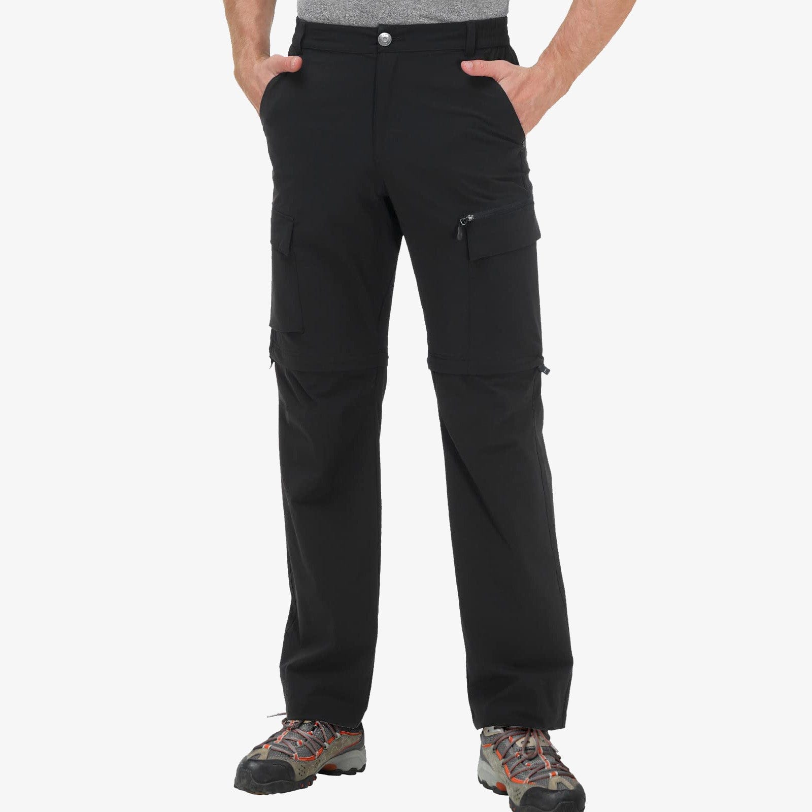 Mier Men's Convertible Hiking Pants Zip Off Quick Dry Cargo Pants, Black / 36