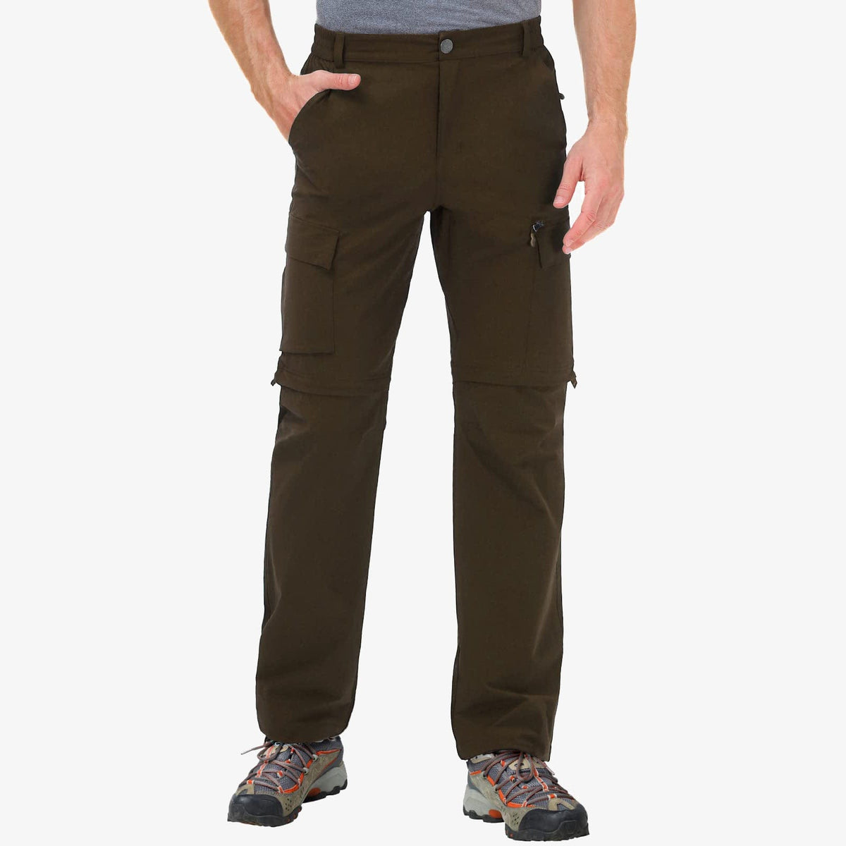Men Quick-Dry Lightweight Convertible Hiking Pants Men Hiking Pants Brown / 30 MIER