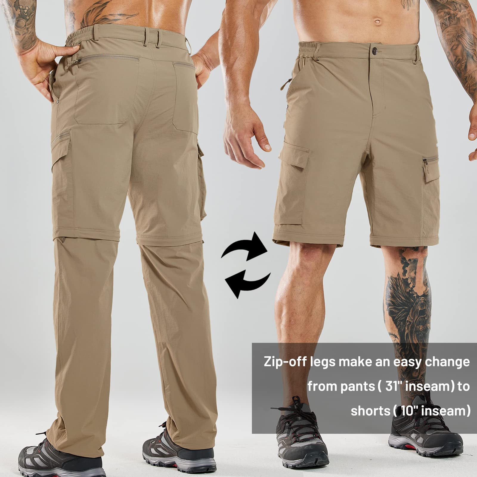 Mier Men's Convertible Hiking Pants Zip Off Quick Dry Cargo Pants, Graphite Grey / 38