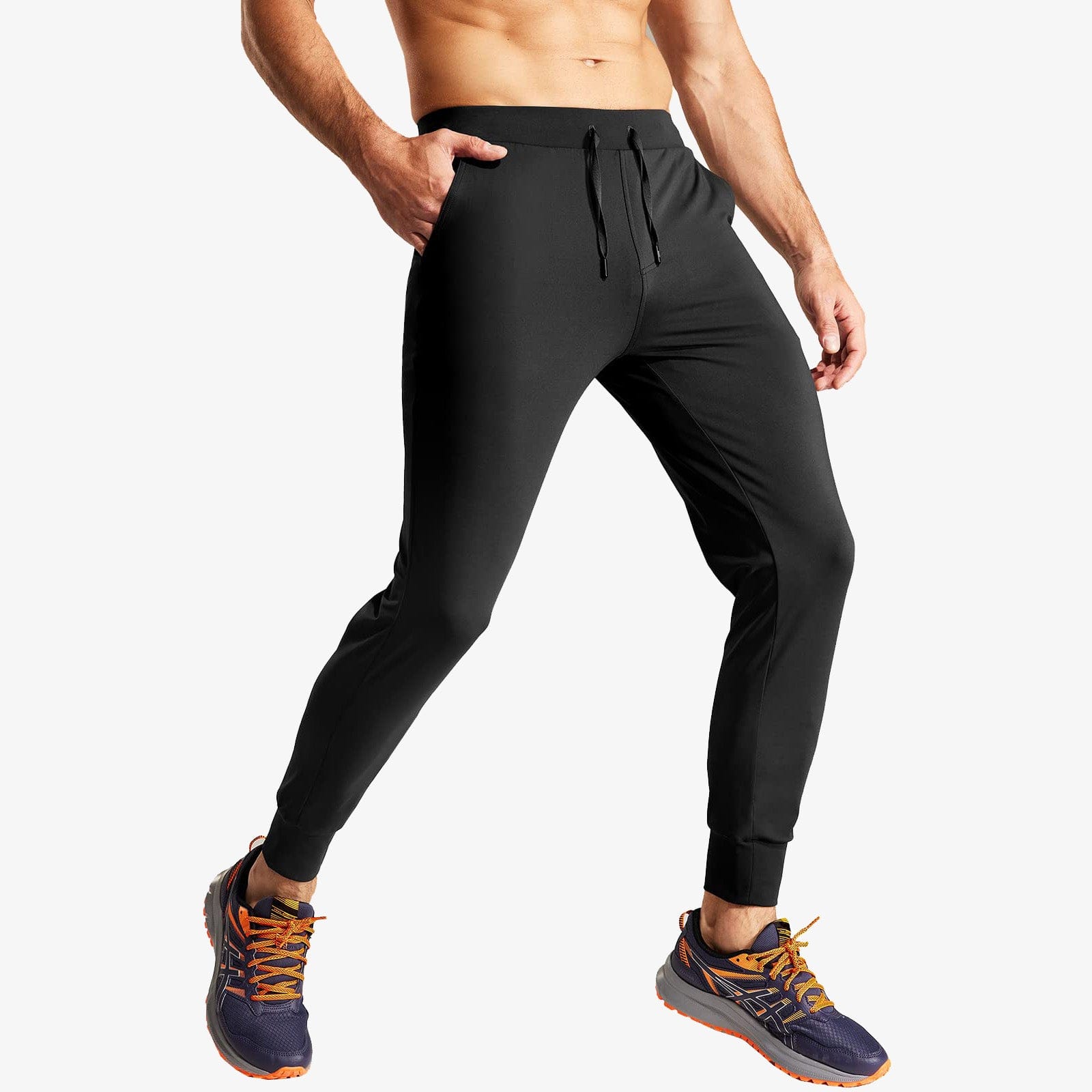 Men's Jogger Sweatpants Slim Fit Nylon Stretch Athletic Pants   Black / 2XL
