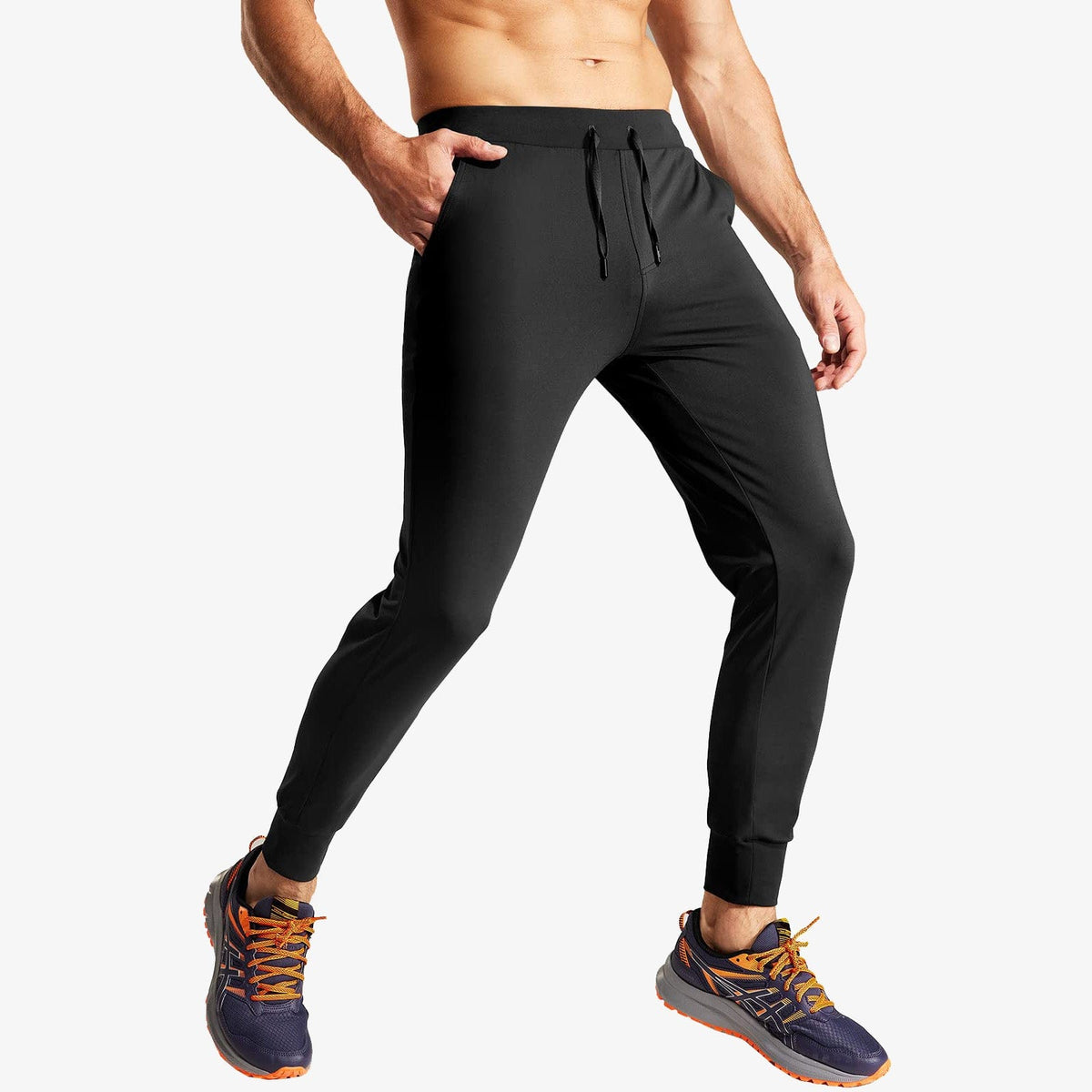 MIER Pantalon de jogging en nylon stretch pour homme