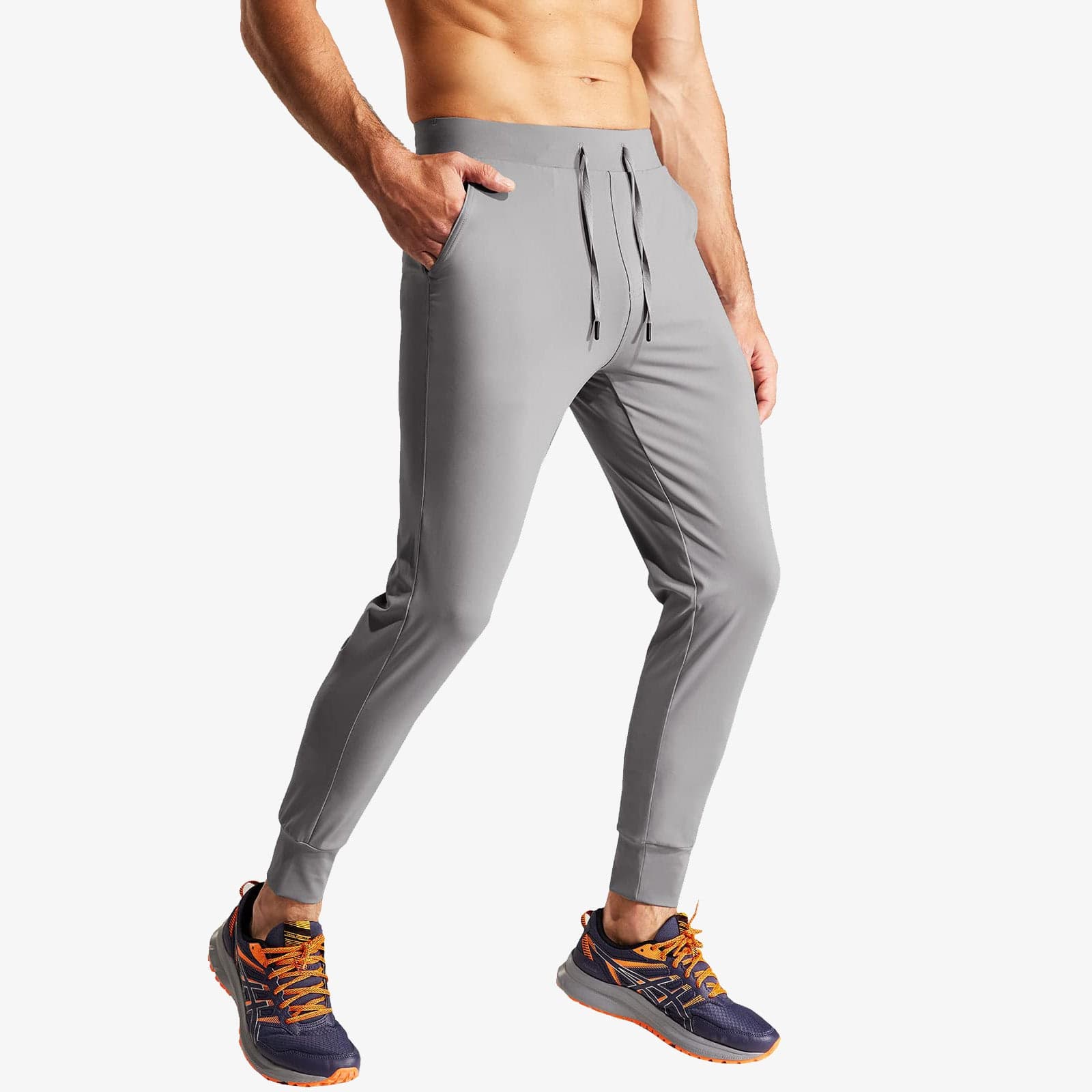 Men's Jogger Sweatpants Slim Fit Nylon Stretch Athletic Track Pants Men Train Pants Light Gray / S MIER