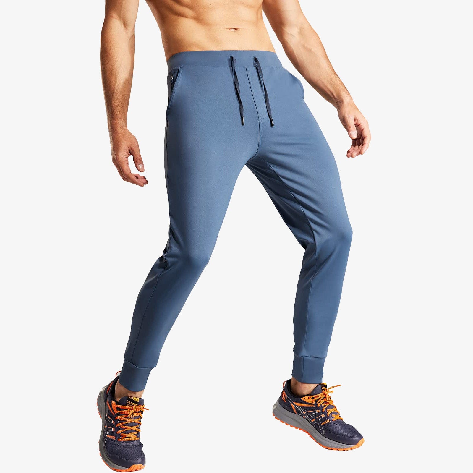 Men's Jogger Sweatpants Slim Fit Nylon Stretch Athletic Pants - Slate Blue  / S