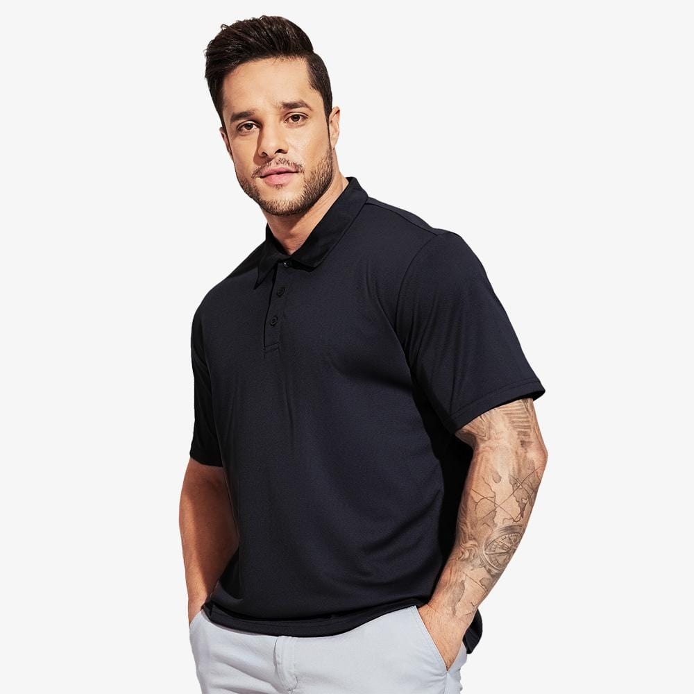 Men's Quick Dry Polo Shirts Polyester Casual Collared Shirts Short Sleeve S / Black MIERSPORTS
