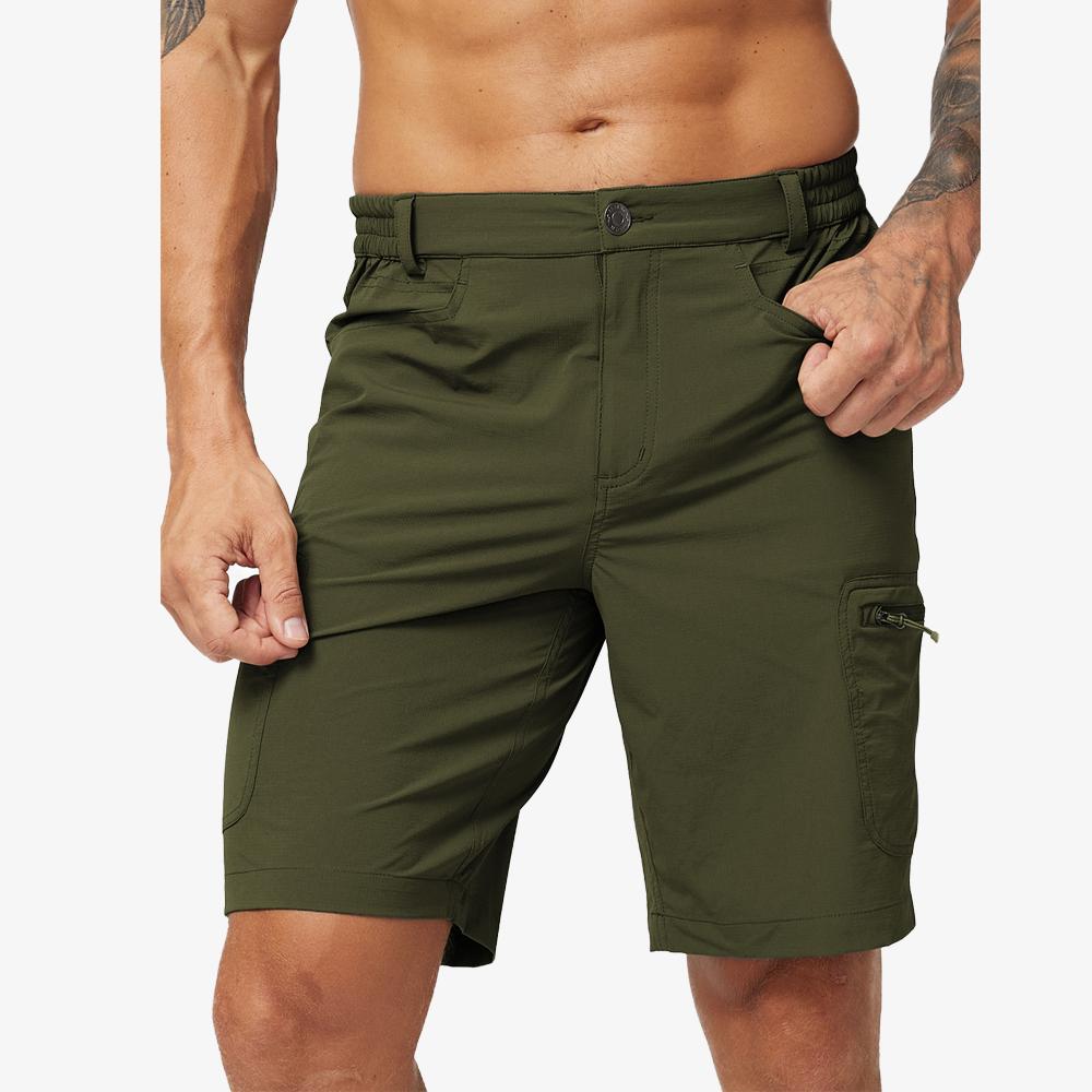 Men's Hiking Shorts Quick Dry Cargo Shorts with 6 Pockets - Army Green / 30