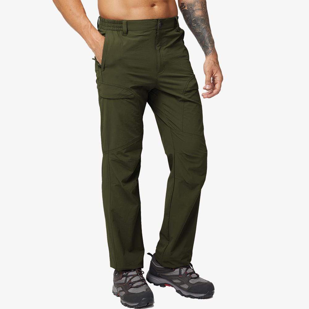 Men's Hiking Pants Ripstop Nylon Stretchy Cargo Pants - Army Green / 30