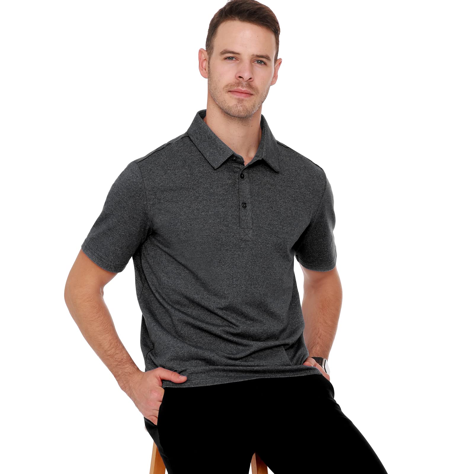 Men Short Sleeve Polo Shirts Ultra-Soft Cotton Golf Collared T-Shirts Men Polo MIER