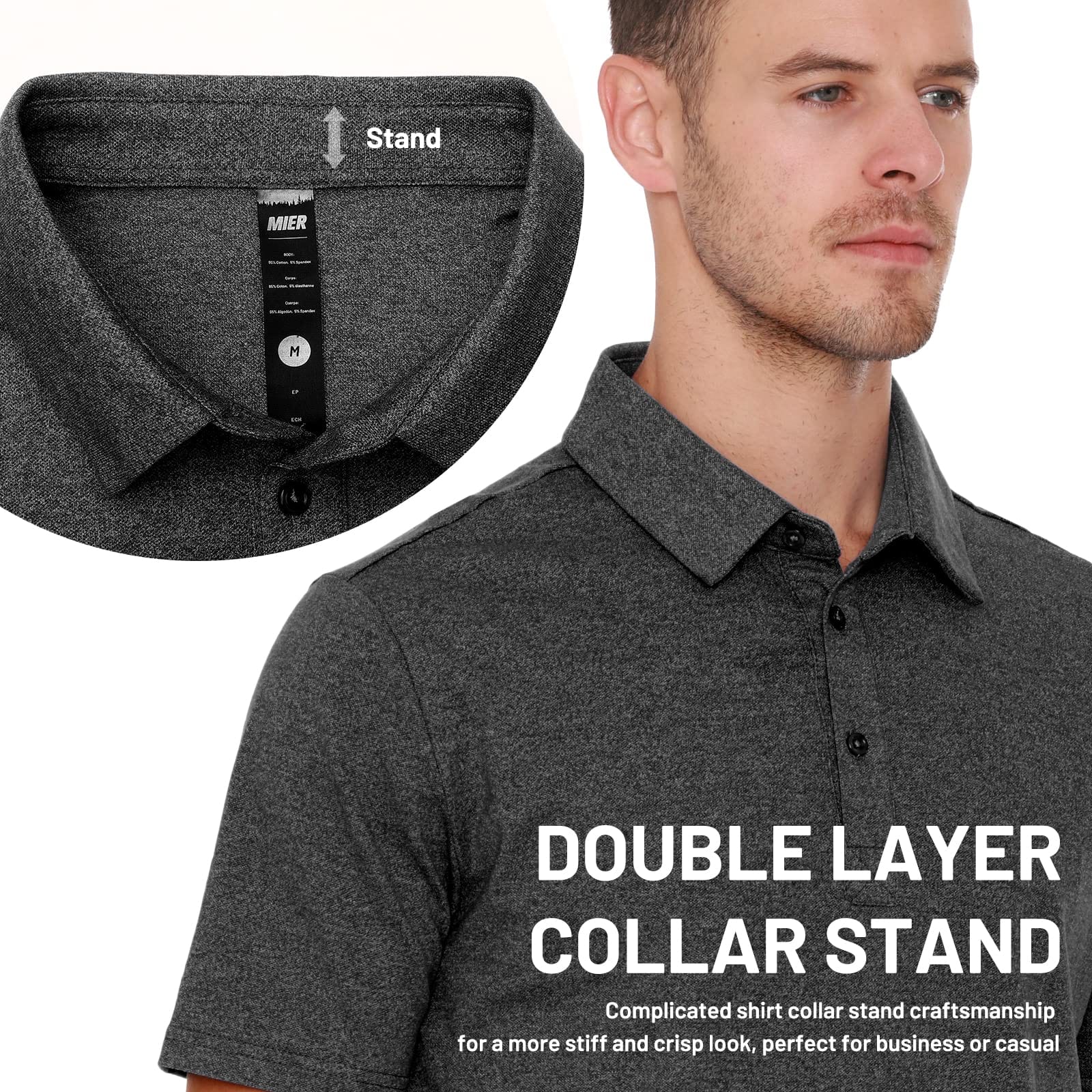 2.0 Collarless Short Sleeve, Collarless Golf Shirt For Men