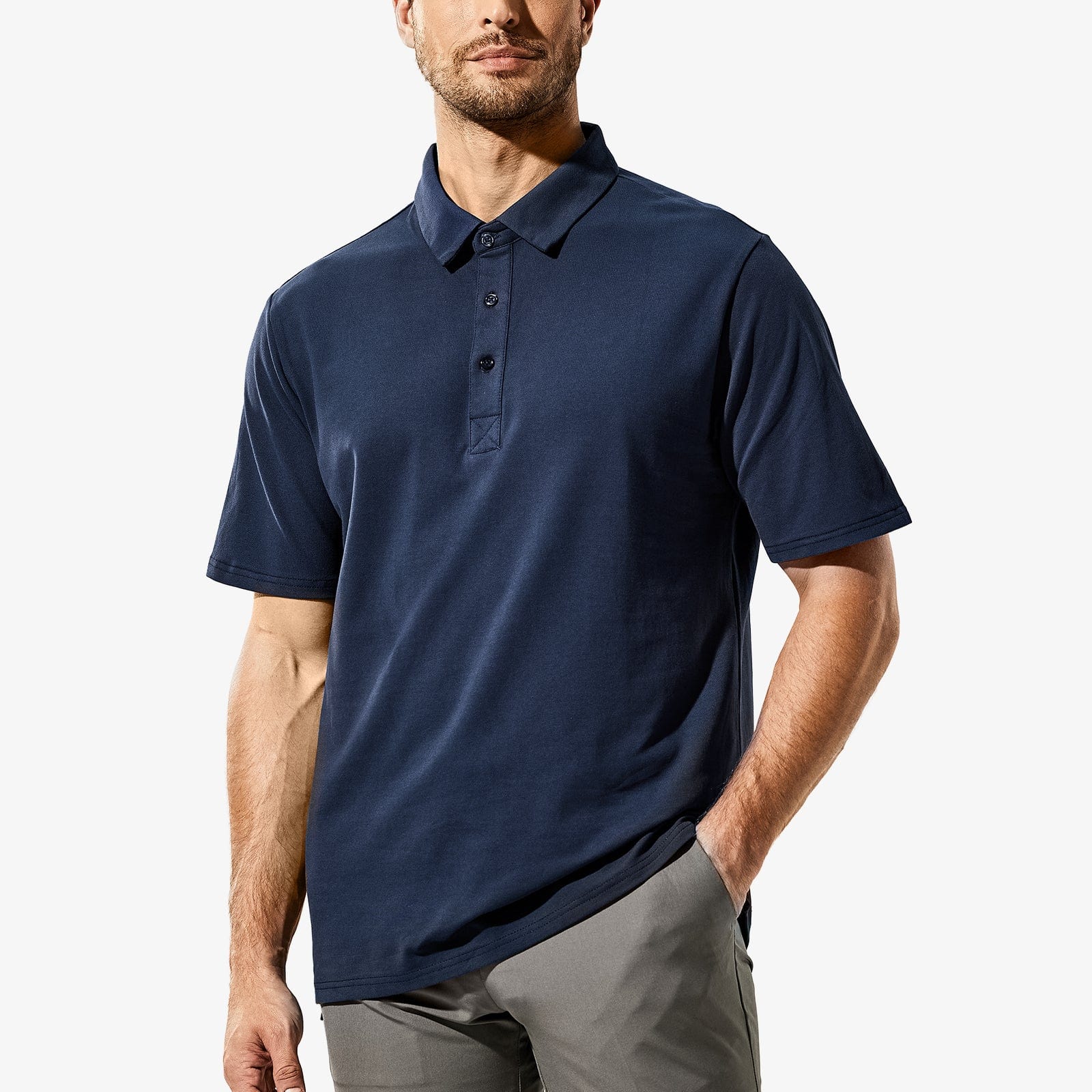 Men Shirts Cotton Golf Collared Shirts