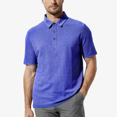 Men Short Sleeve Polo Shirts Ultra-Soft Cotton Golf Shirts Men Polo Heather Blue / S MIER