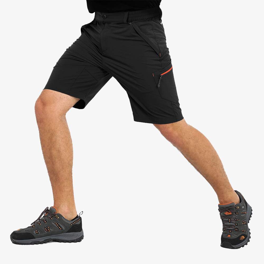 Men Stretch Hiking Short Quick Dry Nylon Cargo Shorts Hiking Shorts Black / 30 MIER