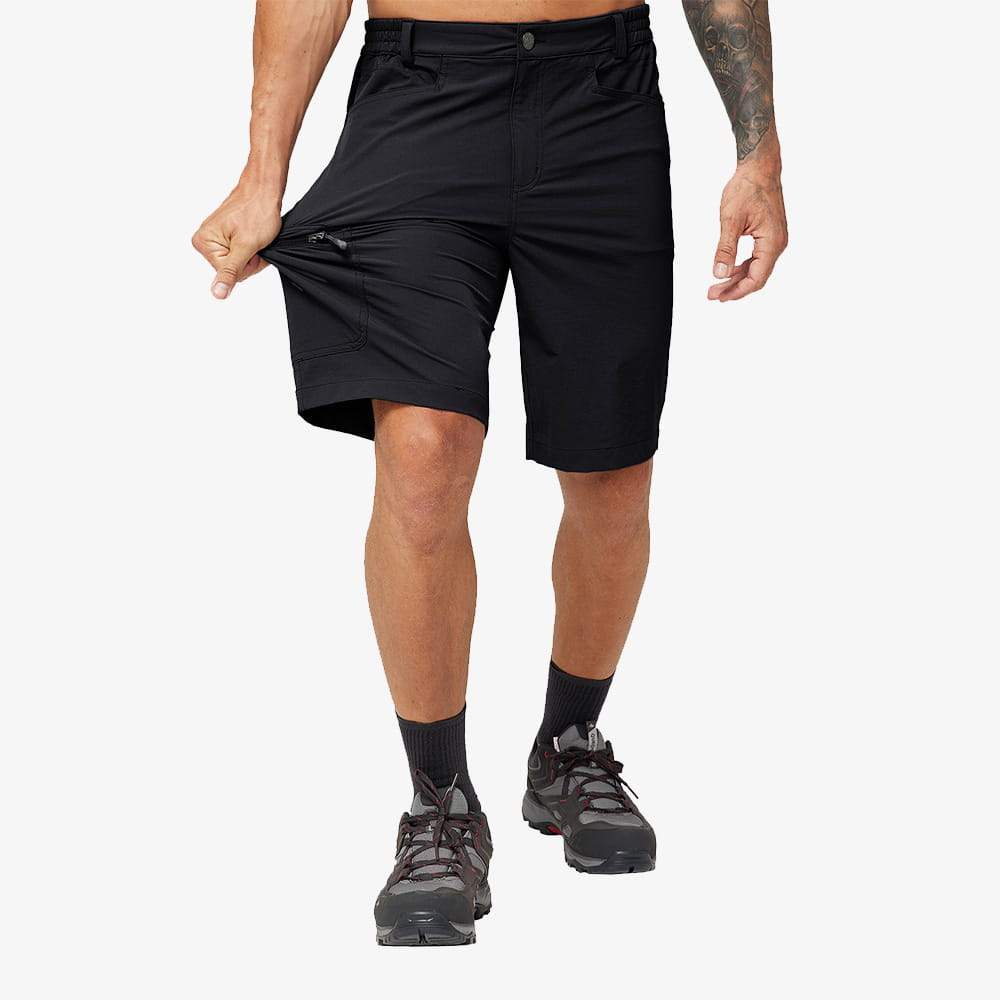 Mier Men's Stretch Hiking Shorts Quick Dry Nylon Cargo Shorts, Black / 34