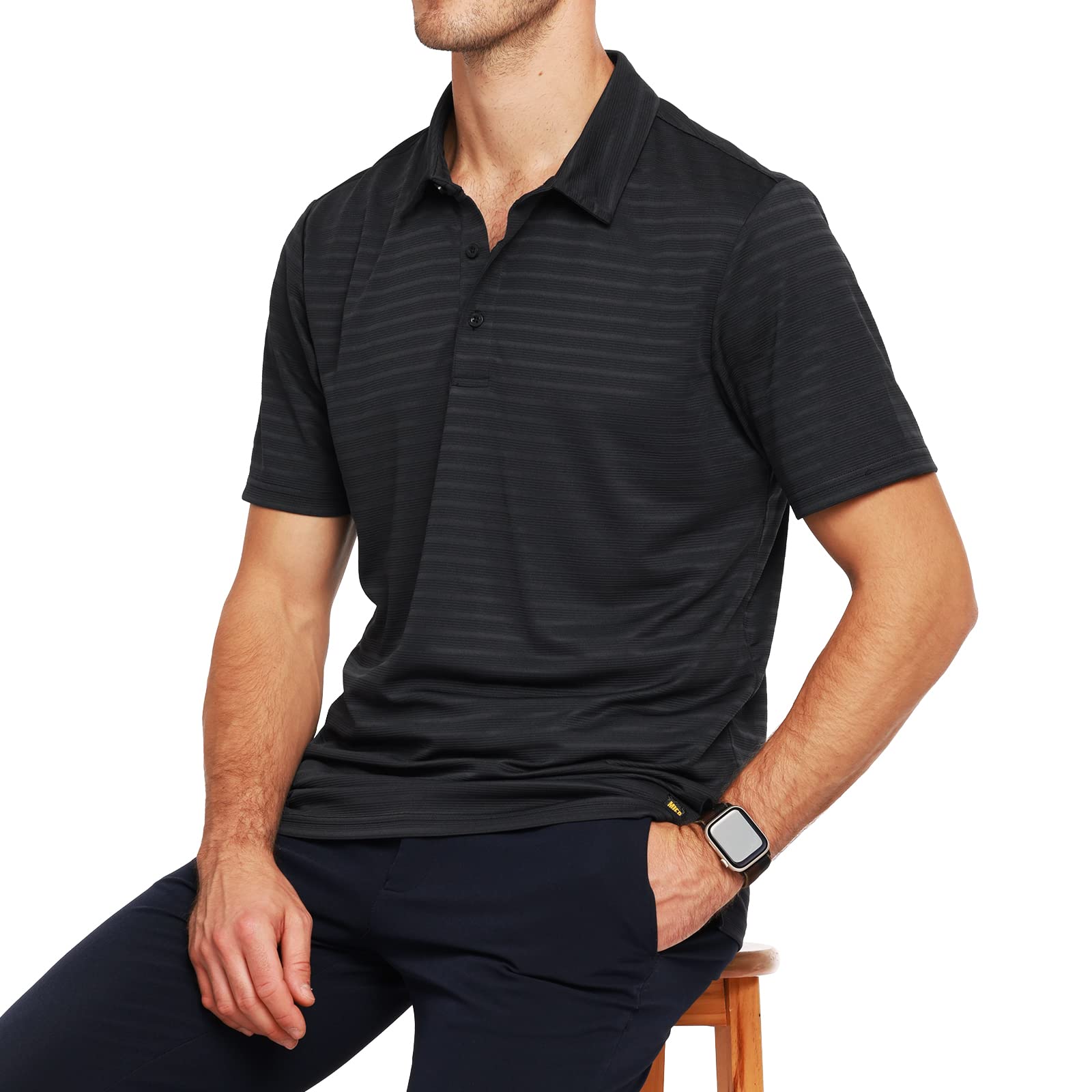 Men Striped Polo Shirts Quick Dry Casual Golf Collared Shirt Men Polo MIER