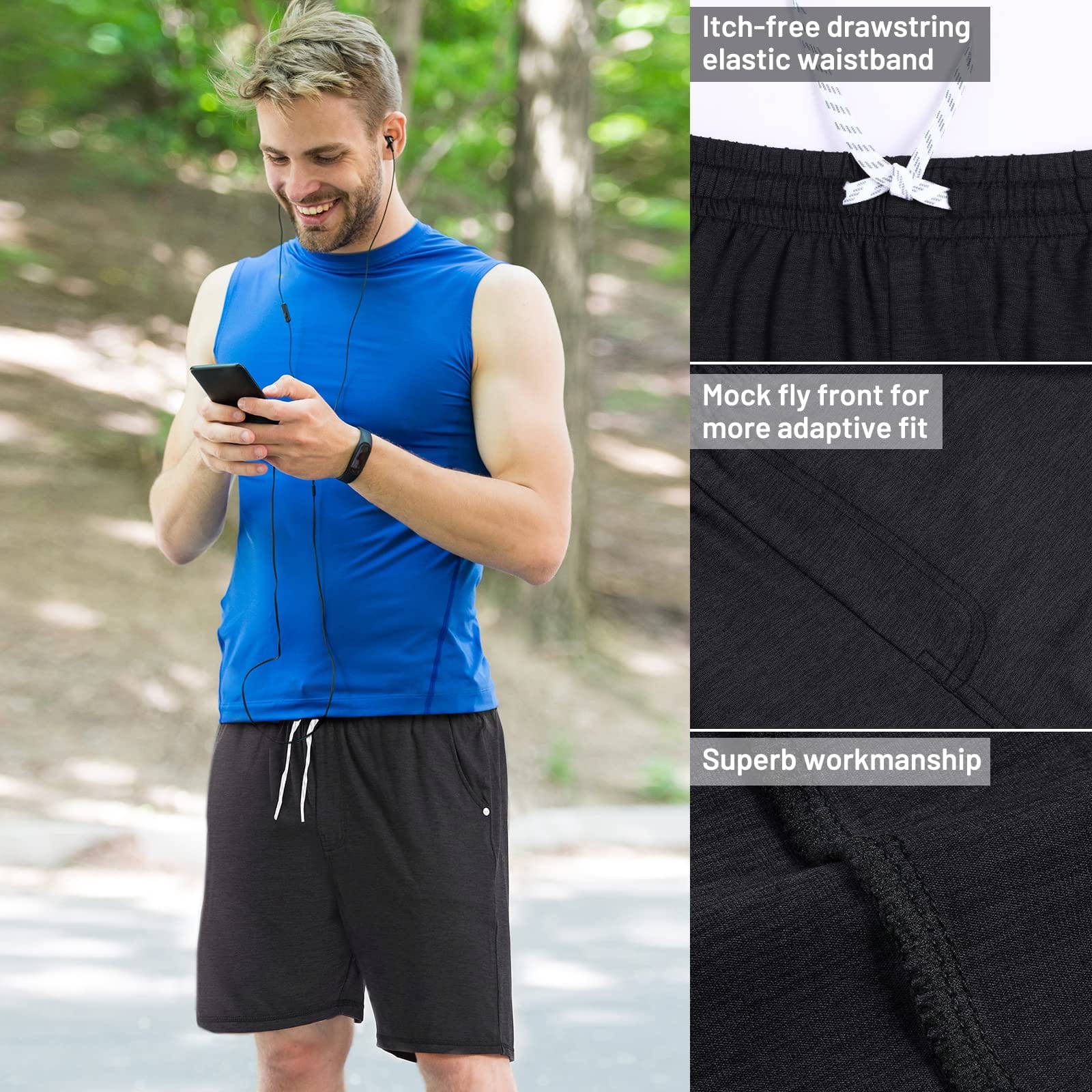 MIER Men Ultra-Soft Athletic Running Shorts with Pockets