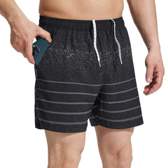 Men Workout Running Shorts Lightweight 5 Inches Shorts with Pockets Men's Shorts Print Black / S MIER