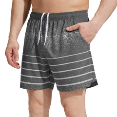 Men Workout Running Shorts Lightweight 5 Inches Shorts with Pockets Men's Shorts Print Light Grey / S MIER