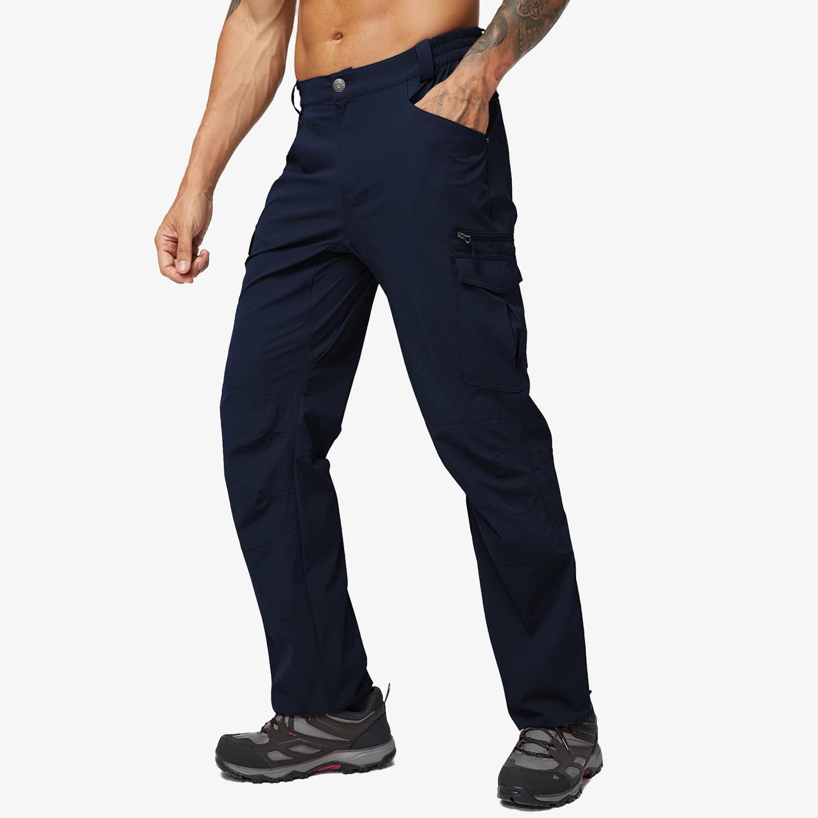 Mier Men's Quick Dry Hiking Pants Stretch Ripstop Nylon Pants, Navy / 34