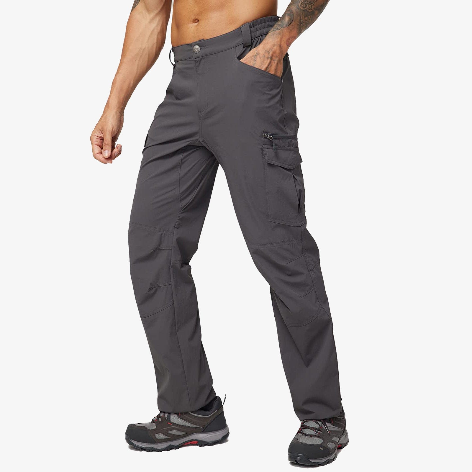 Buy NOUKOW Men's Outdoor Hiking Pants Quick Dry Lightweight Waterproof Work  Pants for Men Stretch 6 Zip Pockets and Belt, Dark Grey, 32W x 30L at  Amazon.in