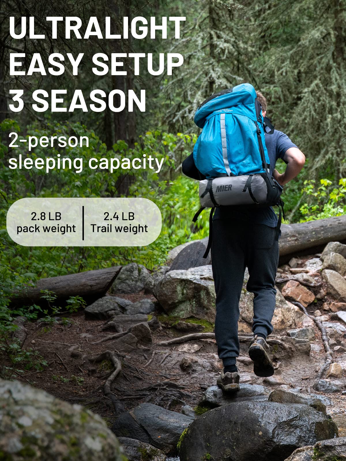 MIER Lanshan 2 Person Ultralight Backpacking Tent Camping Pole Tent Tent MIER LANSHAN