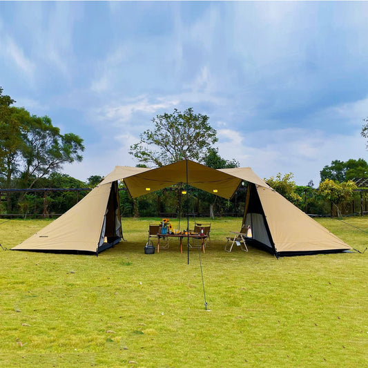 MIER Lanshan Plus Cabin Tent for 5-8 Person 4 Seasons Large Outdoor Tents with 3 Rooms 帐篷 Khaki MIER