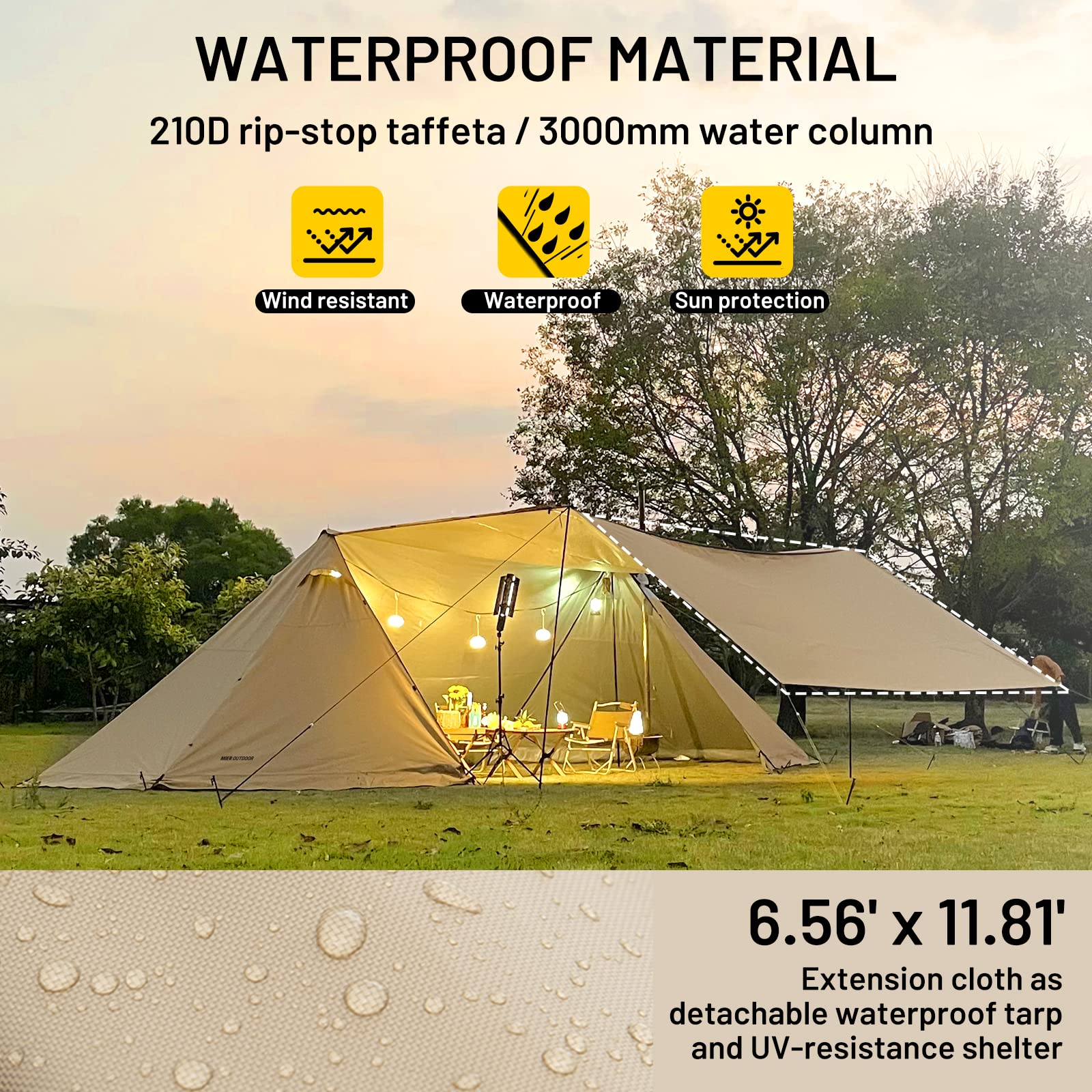 MIER Lanshan Plus Cabin Tent for 5-8 Person 4 Seasons Large Outdoor Tents with 3 Rooms 帐篷 MIER
