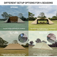 MIER Lanshan Plus Cabin Tent for 5-8 Person 4 Seasons Large Outdoor Tents with 3 Rooms 帐篷 MIER