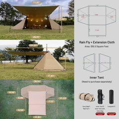 MIER Lanshan Plus Cabin Tent for 5-8 Person 4 Seasons Large Outdoor Tents with 3 Rooms 帐篷 MIER