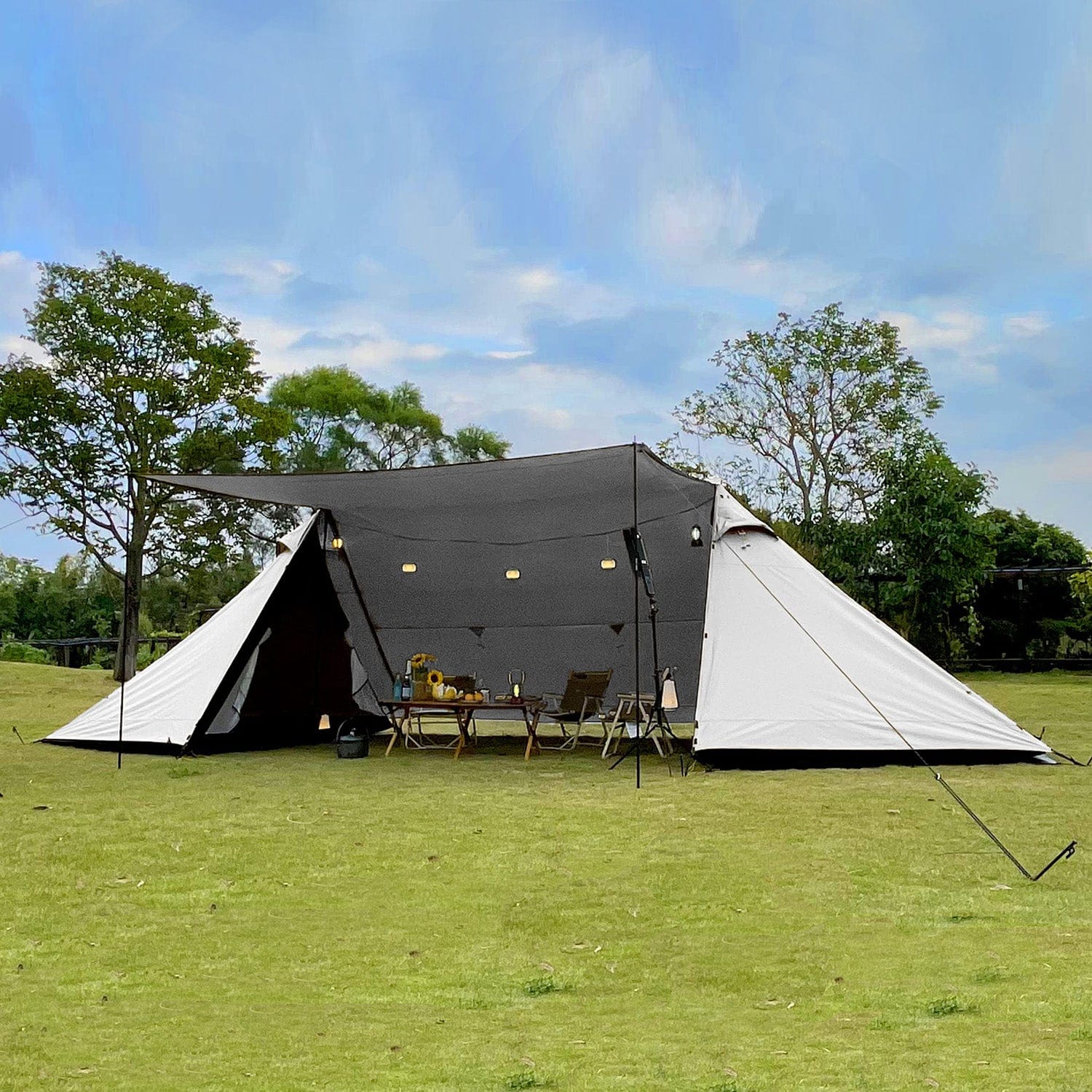 MIER Lanshan Plus Cabin Tent for 5-8 Person 4 Seasons Large Outdoor Tents with 3 Rooms 帐篷 White MIER