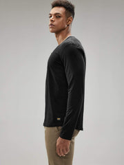 MIER Long Sleeve Henley Shirts for Men Casual Fashion Cotton Tee Shirt Collarless Tshirt for Work Lounge Beach Golf MIER