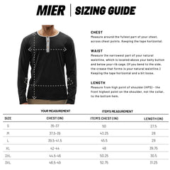 MIER Long Sleeve Henley Shirts for Men Casual Fashion Cotton Tee Shirt Collarless Tshirt for Work Lounge Beach Golf MIER