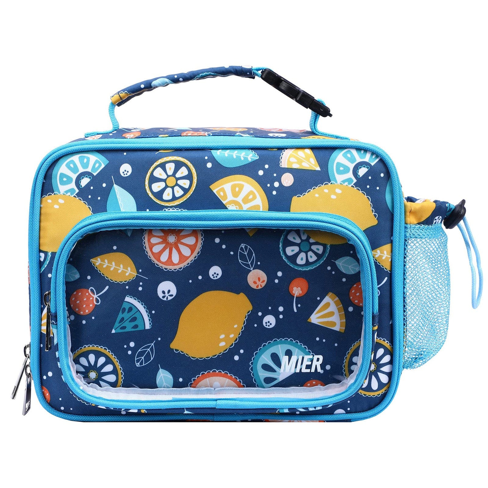 MIER Small Lunch Bag Tote for Kids with Shoulder Strap, Blue Dinosaur