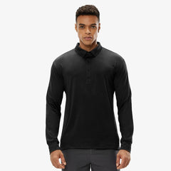 MIER Men's Long Sleeve Golf Polo Shirts Quick Dry UV Sun Protection & Super Soft Shirts & Polos Black / S MIER